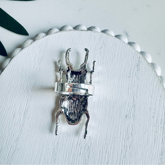 2/$30🌵 Stag Beetle Entomology Antiqued Silver Ring Bug Jewelry NEW Adjustable - Picture 6 of 9